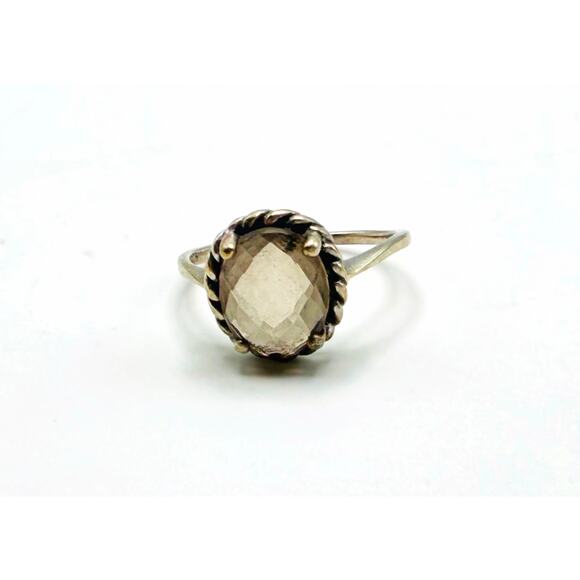 Vintage 925 Sterling Silver Smoky Quartz Oval Ring | Size 8 - Picture 4 of 4